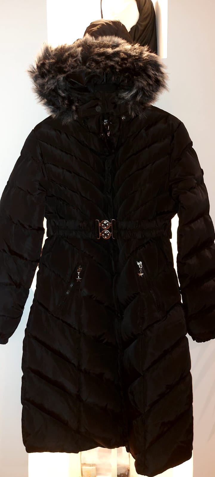 padded jacket with fur collar