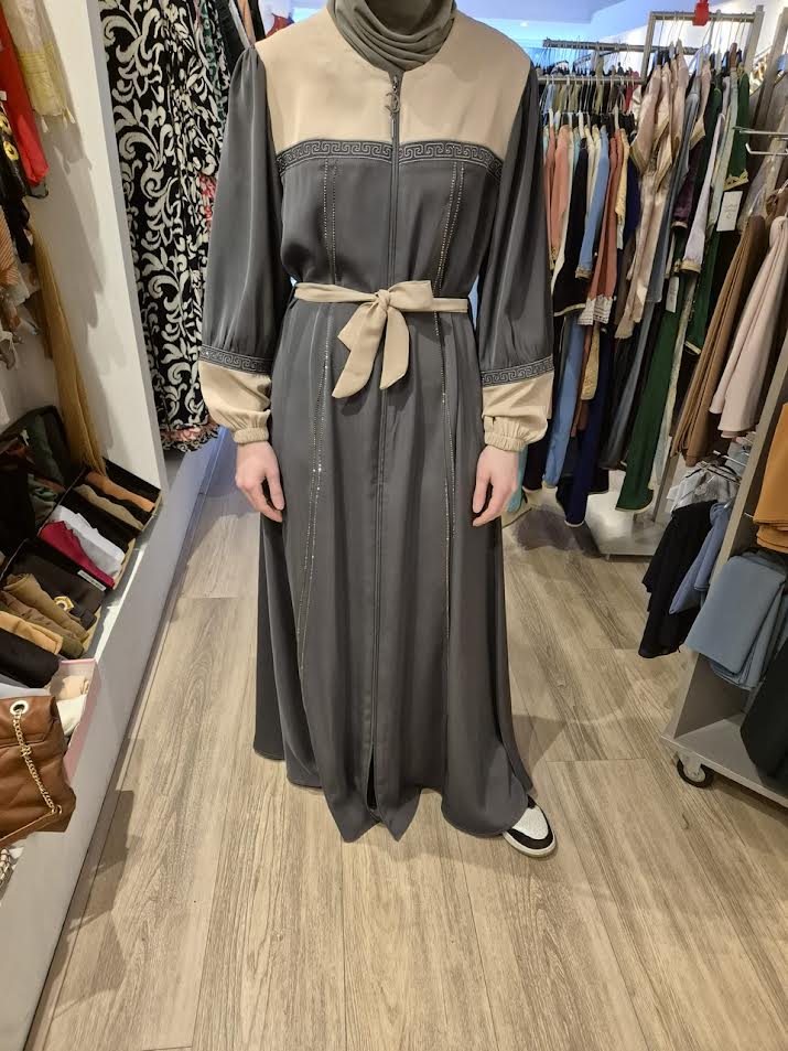 Beige/grijze abaya