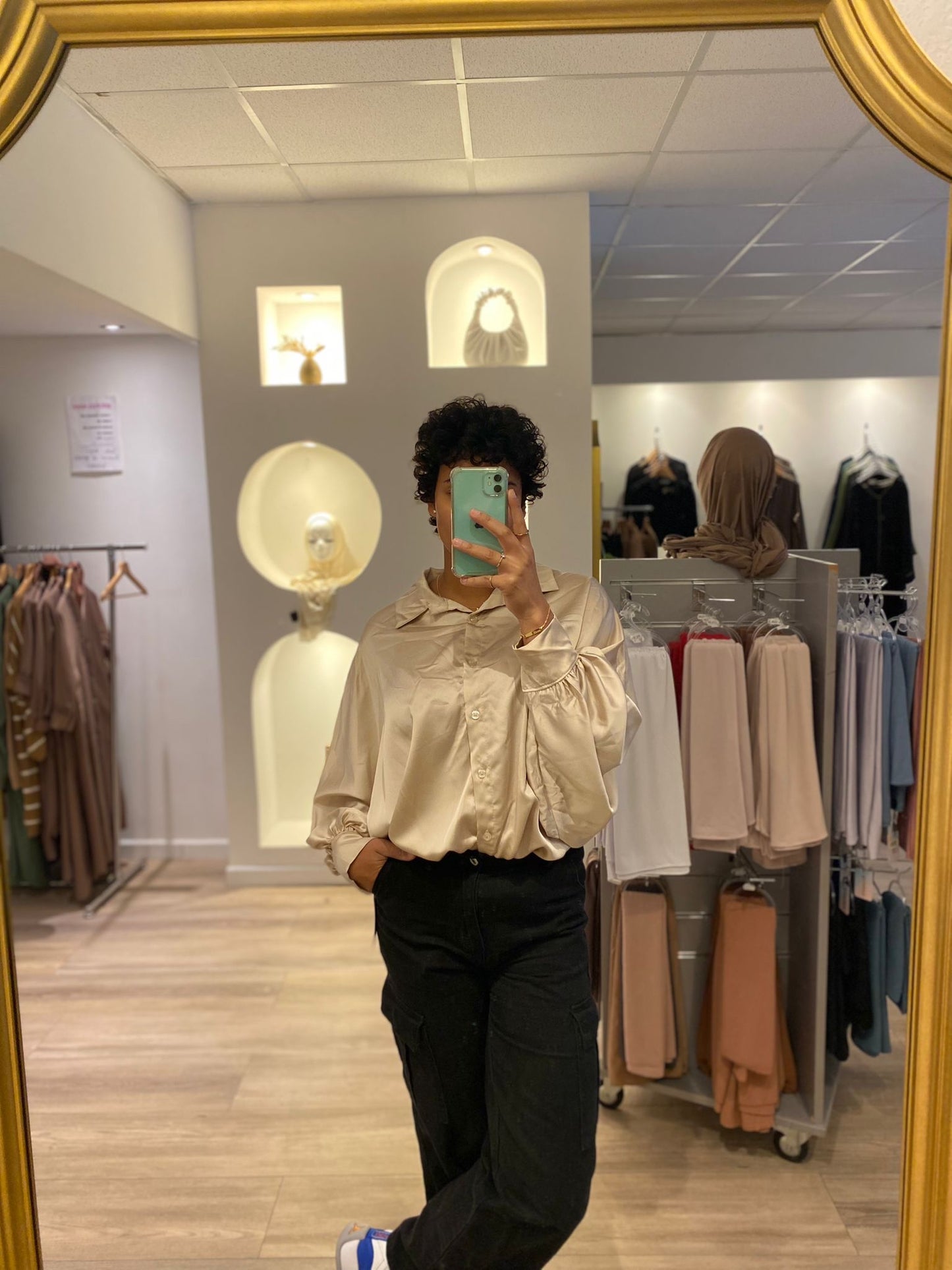 Satin long blouse