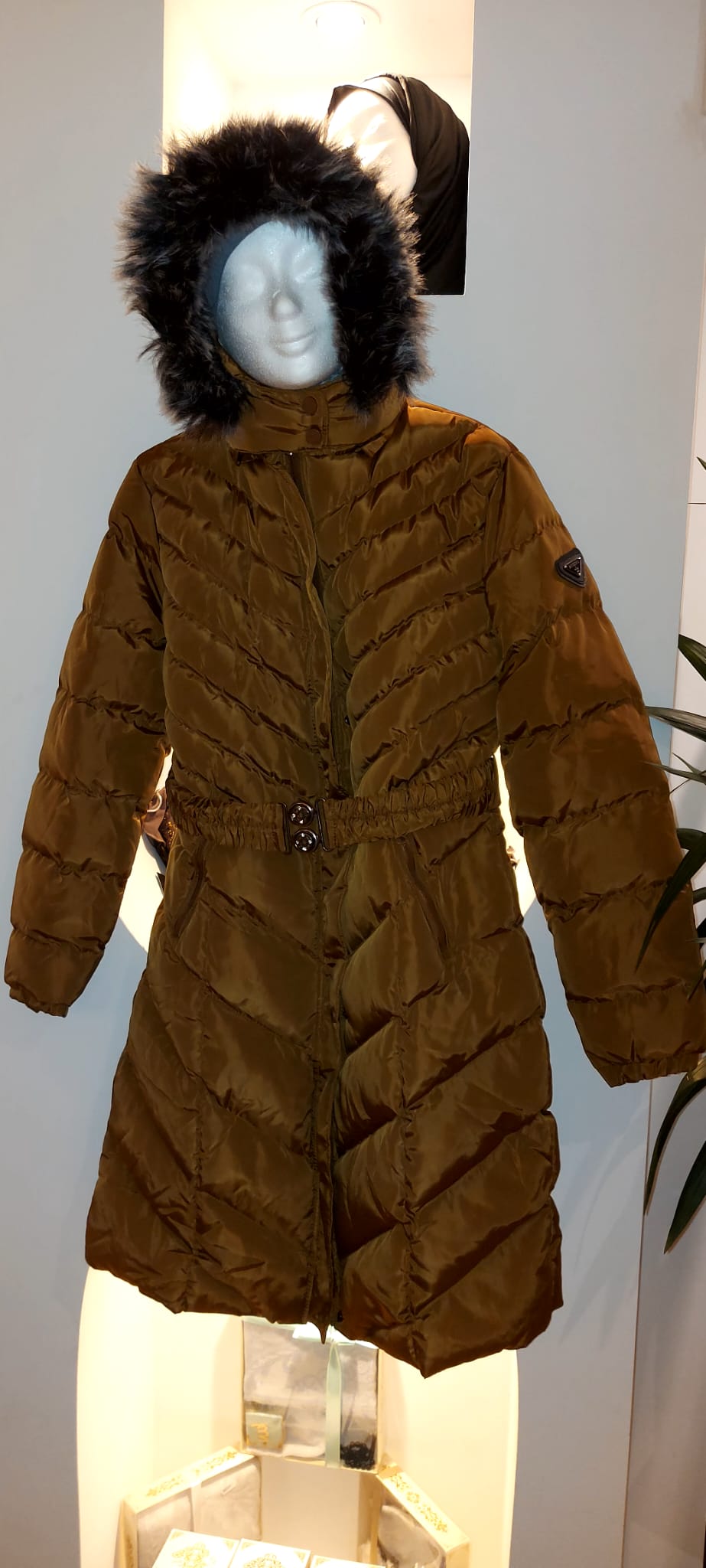 padded jacket with fur collar