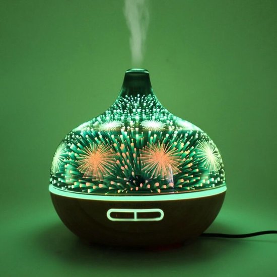 Ultrasonic Aroma Diffuser 3D - Donker bruin hout - 400ml