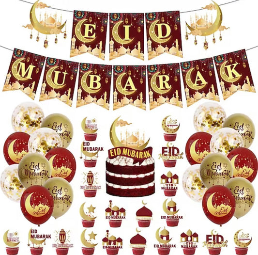 Eid Mubarak party set burgundy